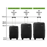 Mazam 3PCS Luggage Suitcase Set TSA Lock Black PP Case