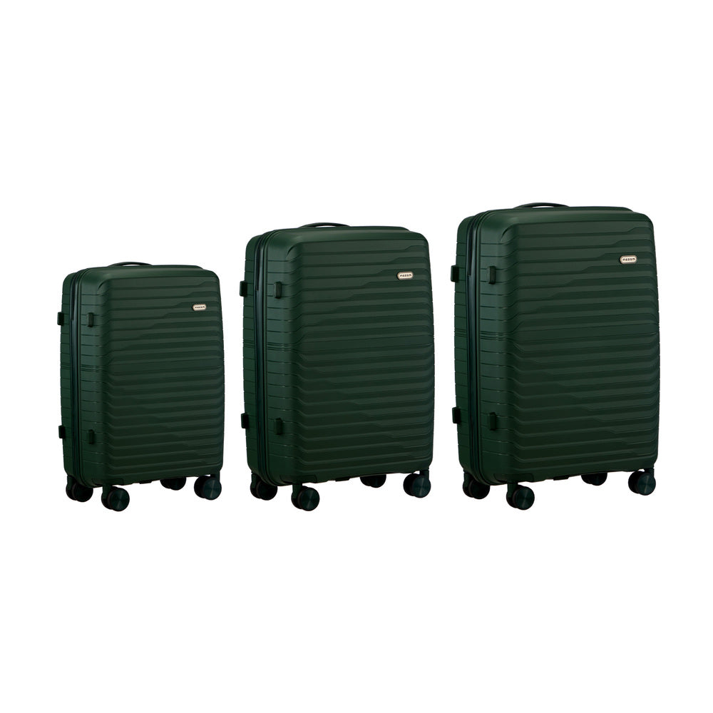 Mazam 3PCS Luggage Suitcase Set TSA Lock Green PP Case