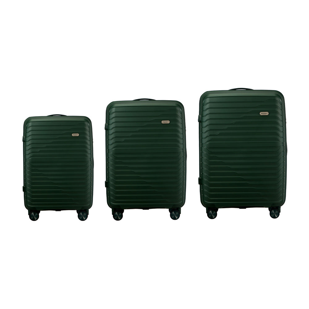 Mazam 3PCS Luggage Suitcase Set TSA Lock Green PP Case
