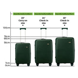Mazam 3PCS Luggage Suitcase Set TSA Lock Green PP Case - Close-Up Angle