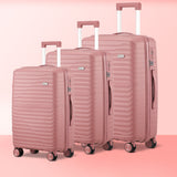 Mazam 3PCS Luggage Suitcase Set TSA Lock Pink PP Case - Rear View