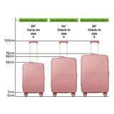 Mazam 3PCS Luggage Suitcase Set TSA Lock Pink PP Case - Low Angle