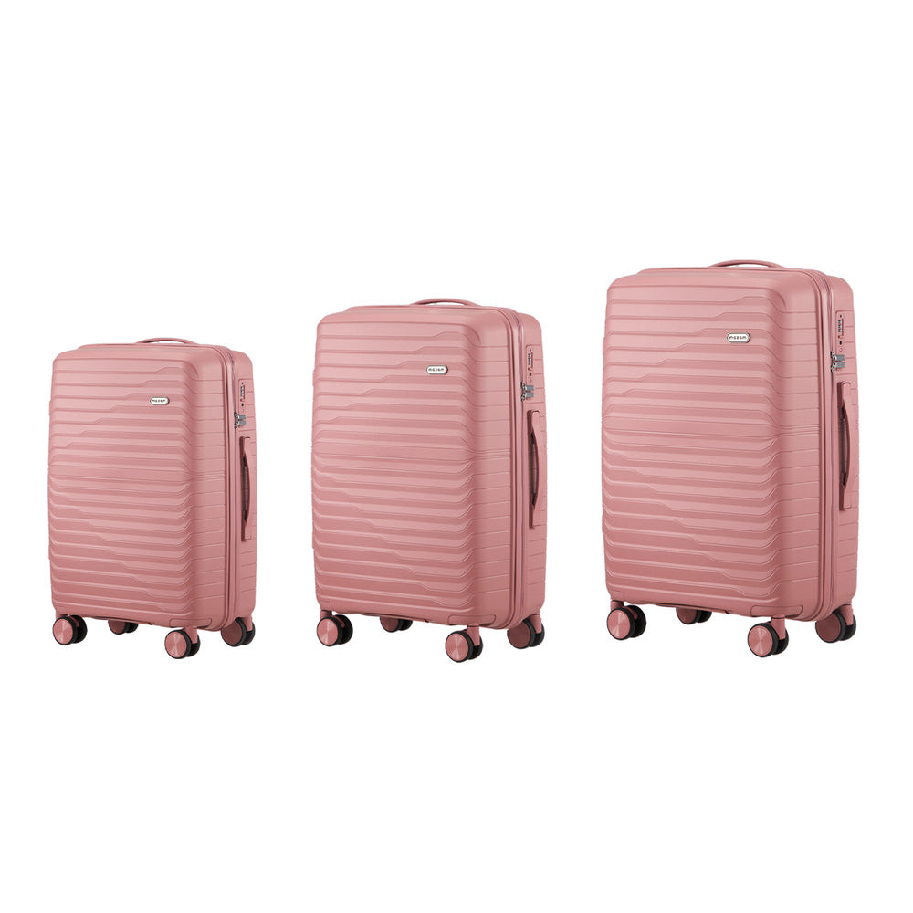 Mazam 3PCS Luggage Suitcase Set TSA Lock Pink PP Case