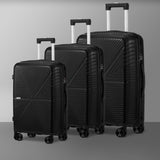 Mazam 3PCS Luggage Suitcase Set Black PP Case TSA Lock