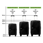 Mazam 3PCS Luggage Suitcase Set Black PP Case TSA Lock