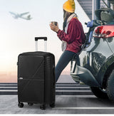 Mazam 3PCS Luggage Suitcase Set Black PP Case TSA Lock - Side View