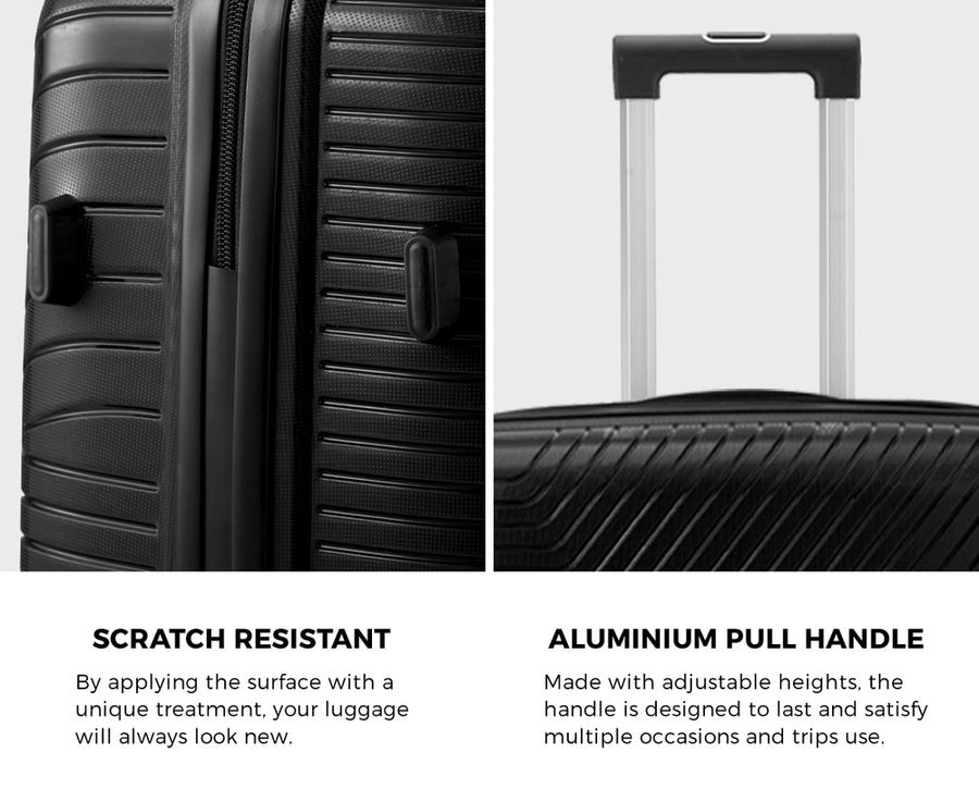 Mazam 3PCS Luggage Suitcase Set Black PP Case TSA Lock