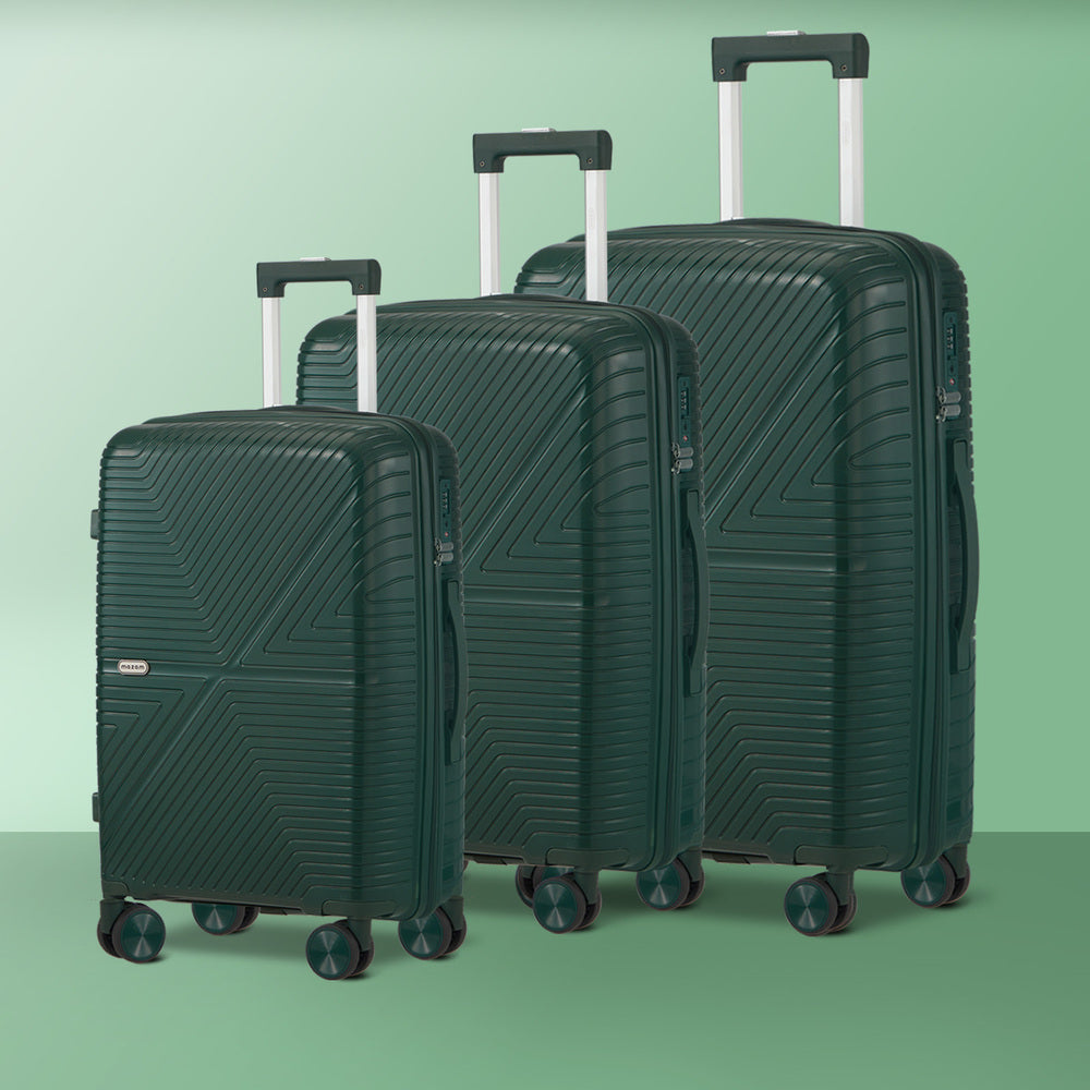 Mazam 3PCS Luggage Suitcase Set Green PP Case TSA Lock