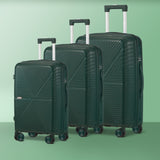 Mazam 3PCS Luggage Suitcase Set Green PP Case TSA Lock - Top-Down View