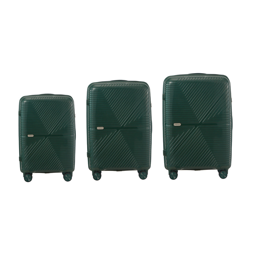 Mazam 3PCS Luggage Suitcase Set Green PP Case TSA Lock