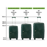 Mazam 3PCS Luggage Suitcase Set Green PP Case TSA Lock