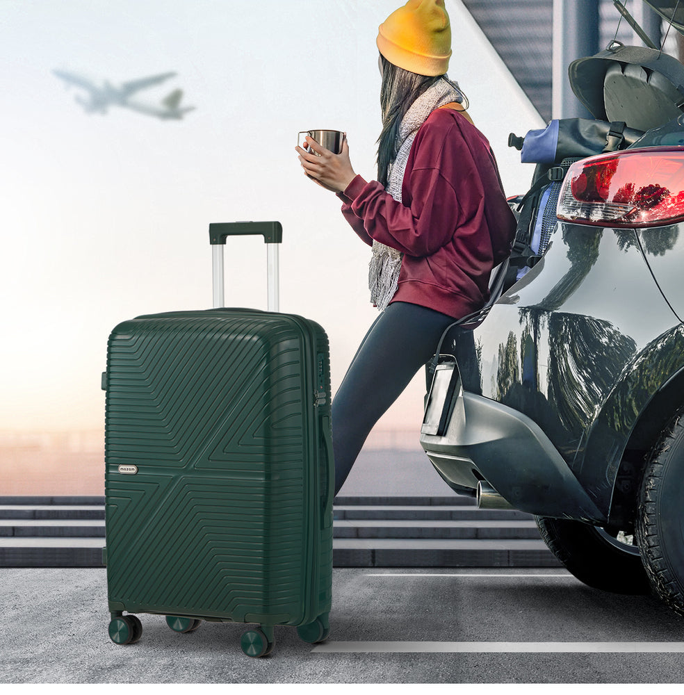 Mazam 3PCS Luggage Suitcase Set Green PP Case TSA Lock