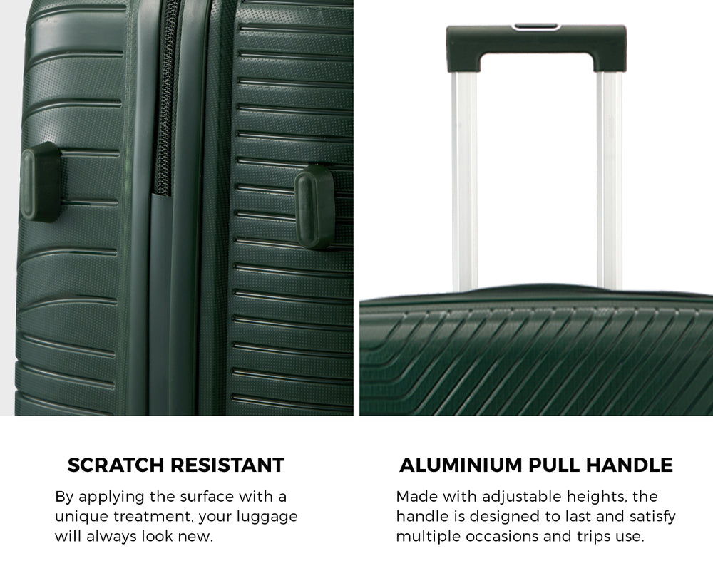Mazam 3PCS Luggage Suitcase Set Green PP Case TSA Lock