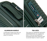 Mazam 3PCS Luggage Suitcase Set Green PP Case TSA Lock - Low Angle