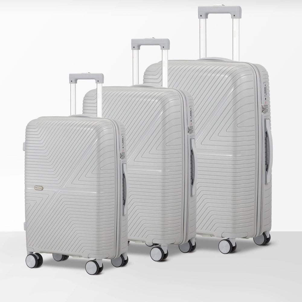 Mazam 3PCS Luggage Suitcase Set Grey PP Case TSA Lock