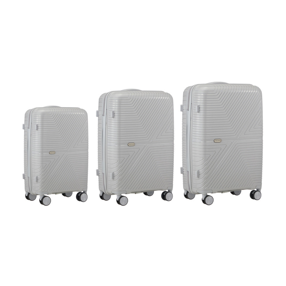 Mazam 3PCS Luggage Suitcase Set Grey PP Case TSA Lock