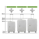 Mazam 3PCS Luggage Suitcase Set Grey PP Case TSA Lock - Top-Down View