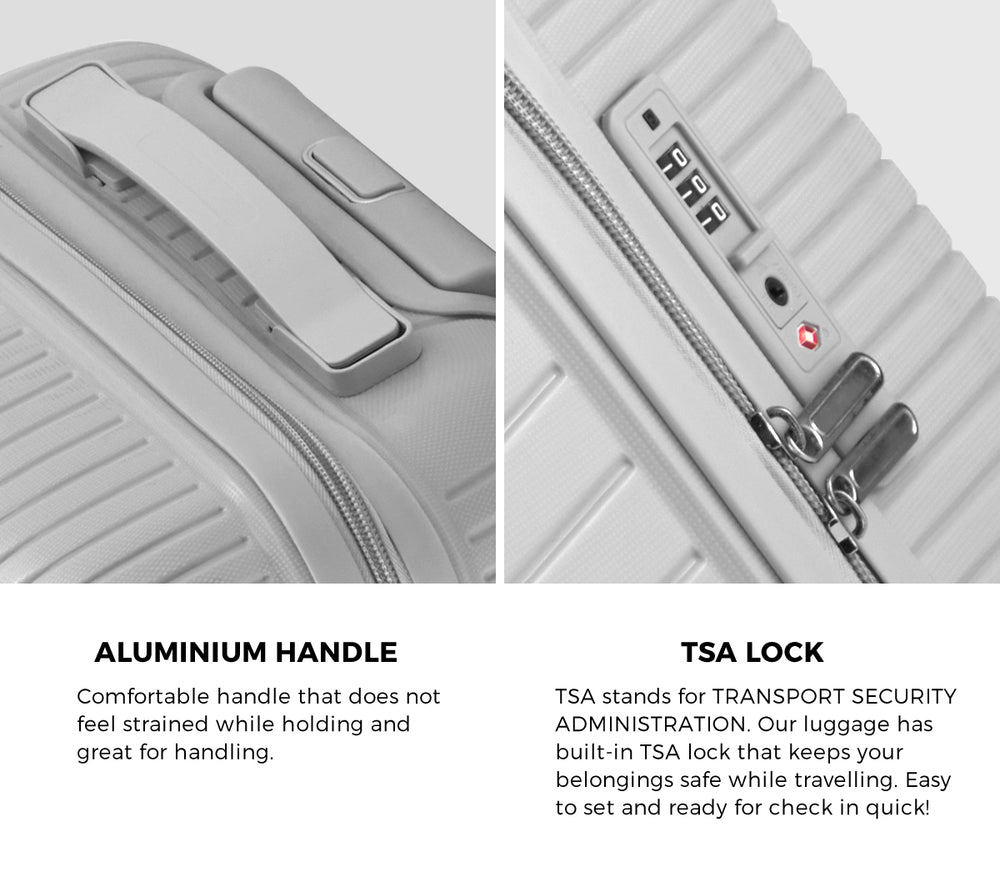 Mazam 3PCS Luggage Suitcase Set Grey PP Case TSA Lock