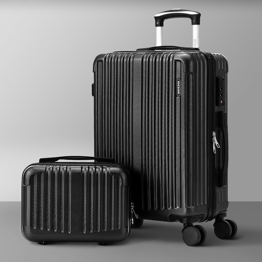 Mazam 2PCS Luggage Suitcase Trolley Set Carry On TSA Hard Case Black