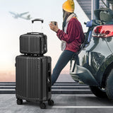 Mazam 2PCS Luggage Suitcase Trolley Set Carry On TSA Hard Case Black - Side View
