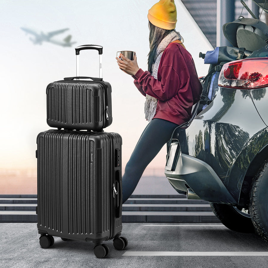 Mazam 2PCS Luggage Suitcase Trolley Set Carry On TSA Hard Case Black