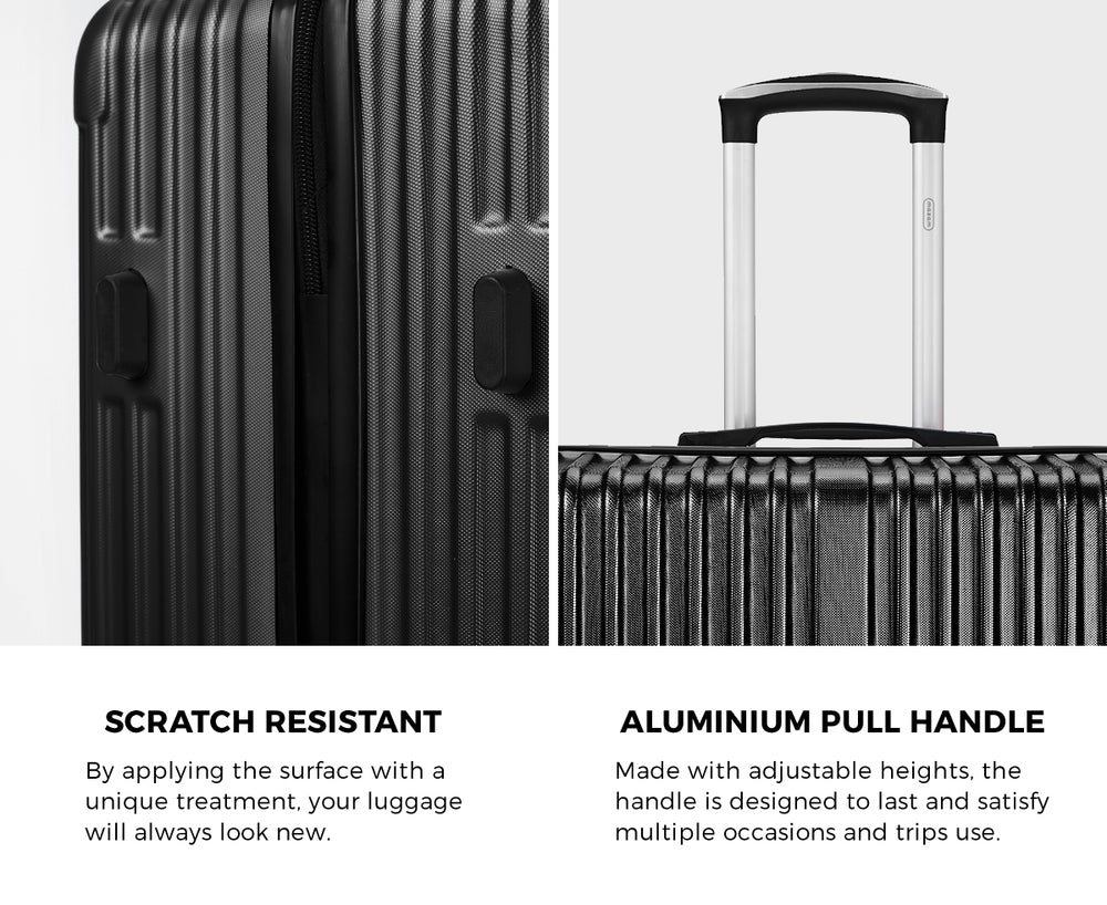 Mazam 2PCS Luggage Suitcase Trolley Set Carry On TSA Hard Case Black