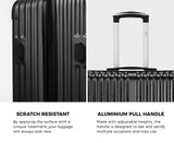 Mazam 2PCS Luggage Suitcase Trolley Set Carry On TSA Hard Case Black - Low Angle