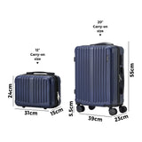 Mazam 2PCS Luggage Suitcase Trolley Set Carry On TSA Hard Case Navy - 45-Degree Angle