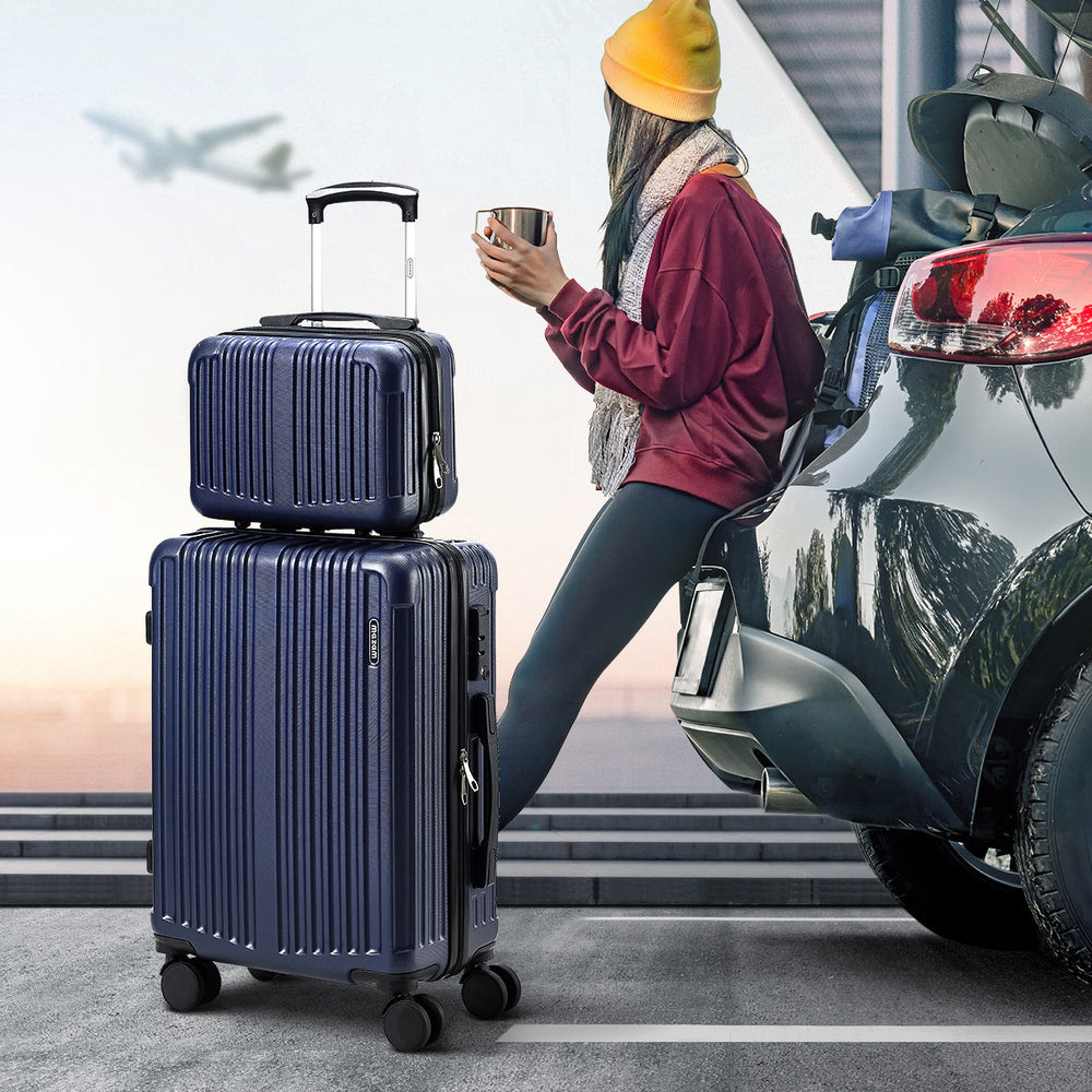 Mazam 2PCS Luggage Suitcase Trolley Set Carry On TSA Hard Case Navy