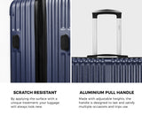 Mazam 2PCS Luggage Suitcase Trolley Set Carry On TSA Hard Case Navy - Front View