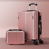 Mazam 2PCS Luggage Suitcase Trolley Set Carry On TSA Hard Case Pink - Low Angle