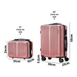 Mazam 2PCS Luggage Suitcase Trolley Set Carry On TSA Hard Case Pink - Close-Up Angle