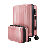 Mazam 2PCS Luggage Suitcase Trolley Set Carry On TSA Hard Case Pink - Side View