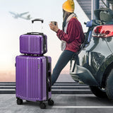 Mazam 2PCS Luggage Suitcase Trolley Set Carry On TSA Hard Case Purple - Front View