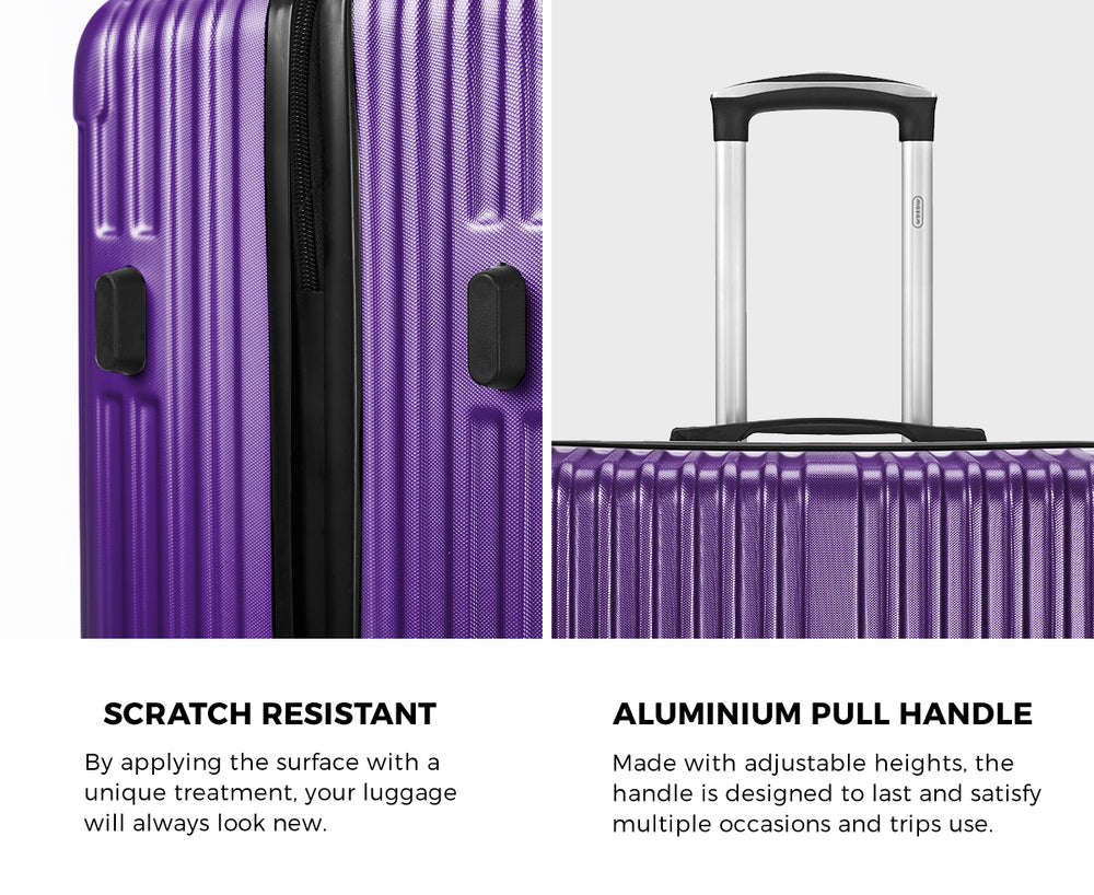 Mazam 2PCS Luggage Suitcase Trolley Set Carry On TSA Hard Case Purple