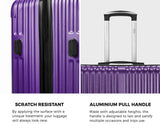 Mazam 2PCS Luggage Suitcase Trolley Set Carry On TSA Hard Case Purple