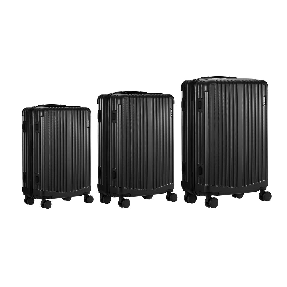 Mazam 3PCS Luggage Set Travel TSA Lock ABS Case Black