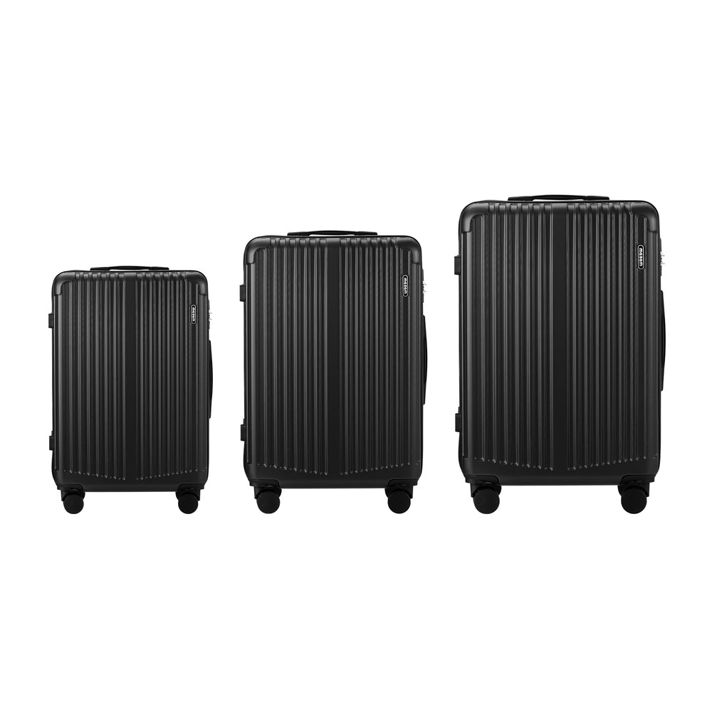 Mazam 3PCS Luggage Set Travel TSA Lock ABS Case Black