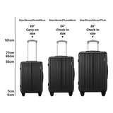 Mazam 3PCS Luggage Set Travel TSA Lock ABS Case Black