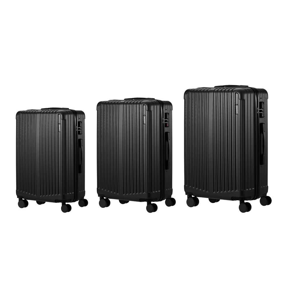 Mazam 3PCS Luggage Set Travel TSA Lock ABS Case Black