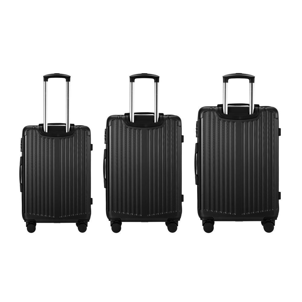 Mazam 3PCS Luggage Set Travel TSA Lock ABS Case Black