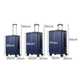 Mazam 3PCS Luggage Set Travel TSA Lock ABS Case Navy