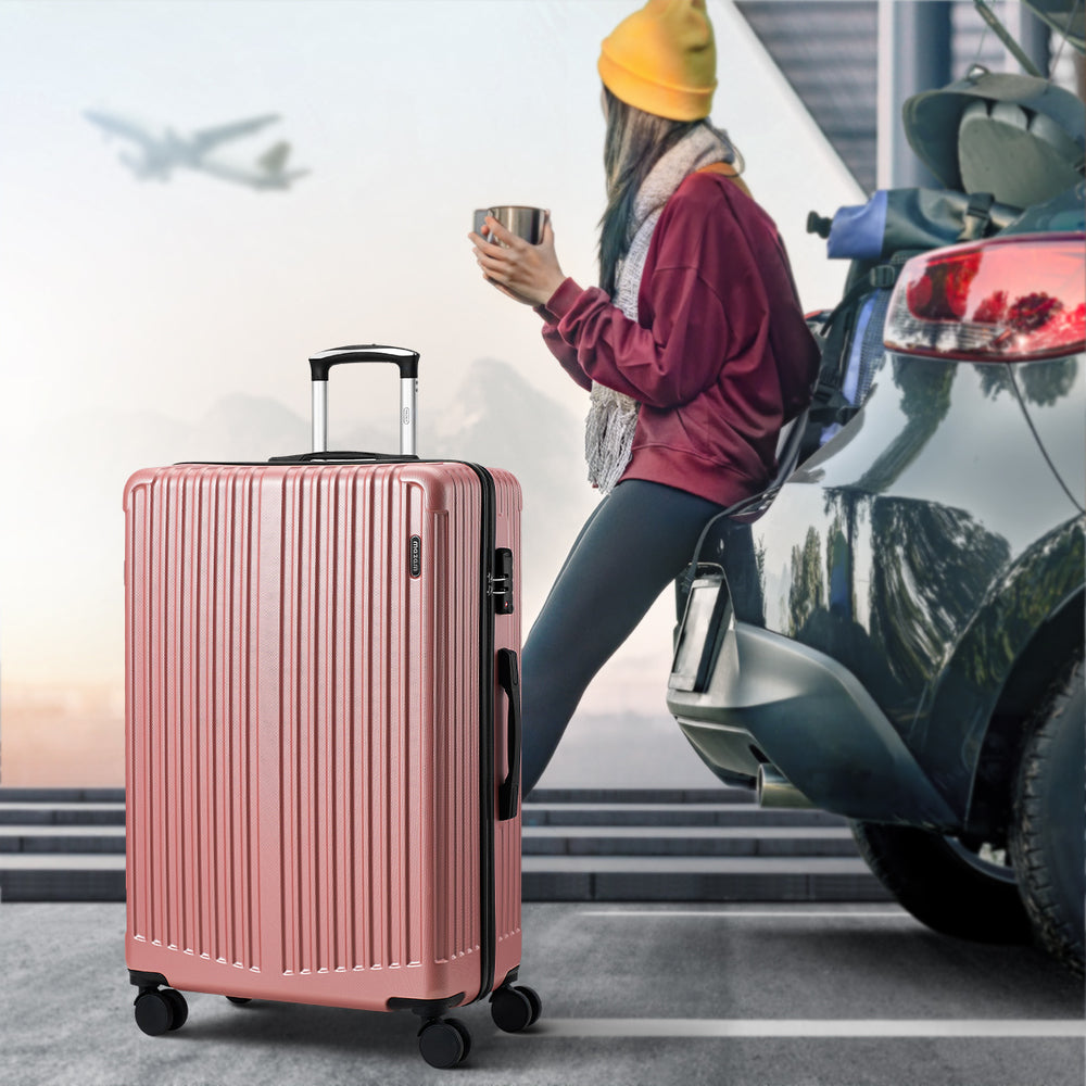 Mazam 3PCS Luggage Suitcase Trolley Set Travel TSA Lock ABS Case Pink