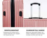 Mazam 3PCS Luggage Suitcase Trolley Set Travel TSA Lock ABS Case Pink - Top-Down View