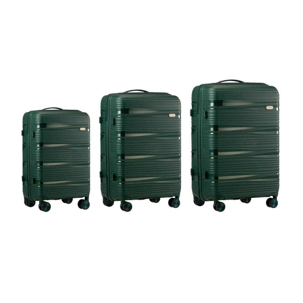Mazam 3PCS Luggage Suitcase Set PP Case TSA Lock Green