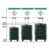 Mazam 3PCS Luggage Suitcase Set PP Case TSA Lock Green - Side View