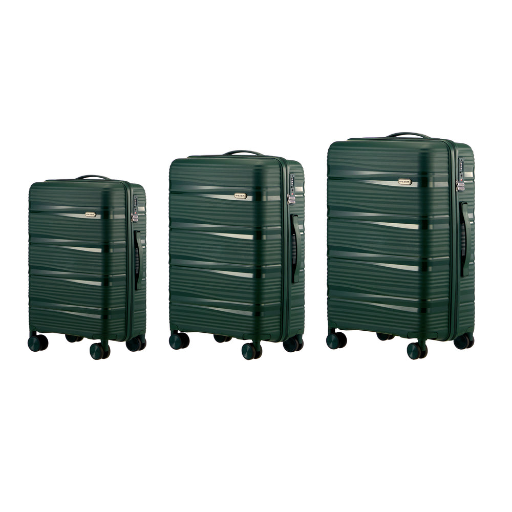 Mazam 3PCS Luggage Suitcase Set PP Case TSA Lock Green
