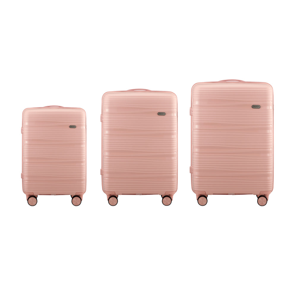 Mazam 3PCS Luggage Suitcase Set PP Case TSA Lock Pink