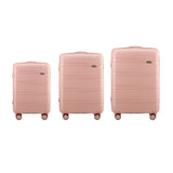 Mazam 3PCS Luggage Suitcase Set PP Case TSA Lock Pink