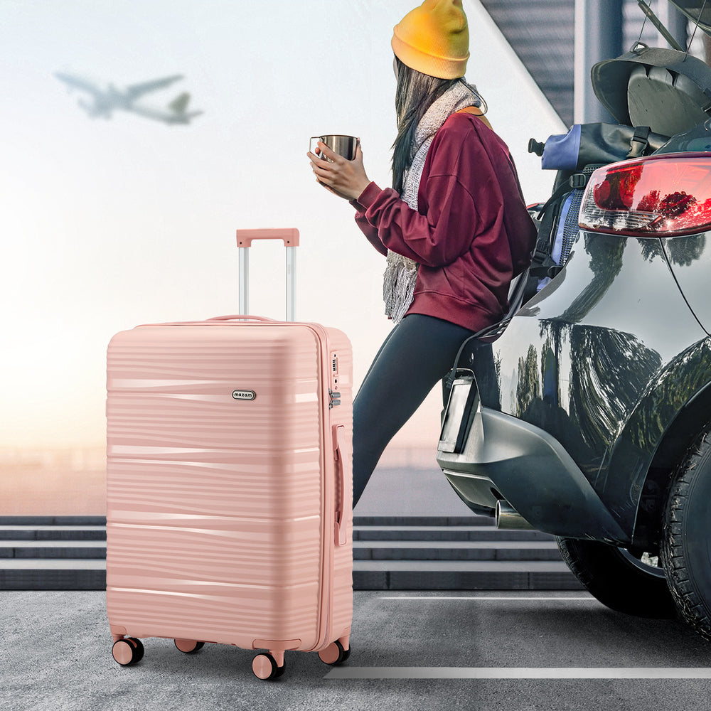 Mazam 3PCS Luggage Suitcase Set PP Case TSA Lock Pink